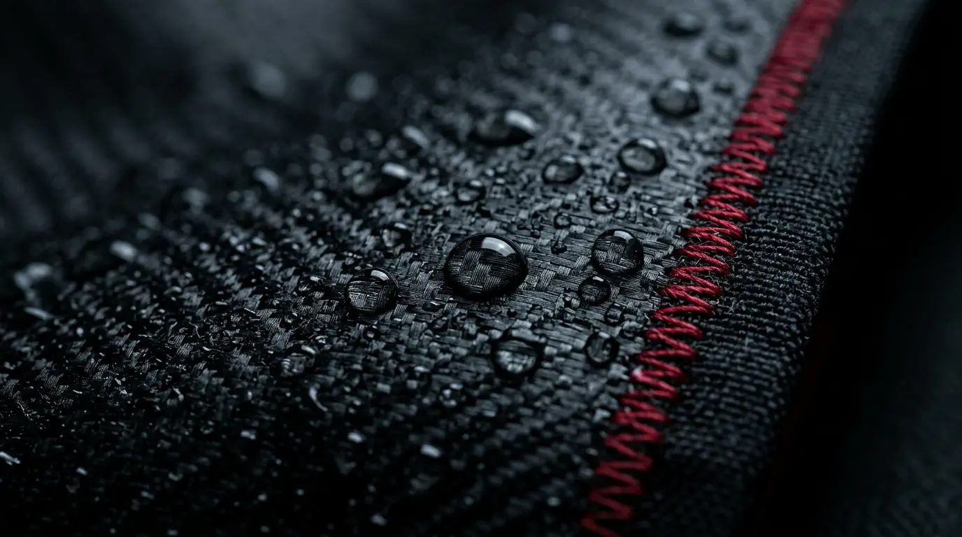 방수 원단과 물방울 클로즈업